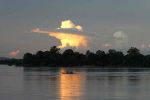 Evening falls over the Mekong near Champasak.
